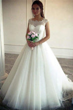 Load image into Gallery viewer, Elegant Ivory Lace Tulle Long Ball Gown Wedding Dresss Charming Bridal Dresses
