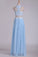 2024 A Line Halter Two Pieces Chiffon With Applique Prom Dresses