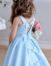 Load image into Gallery viewer, Princess A Line Sky Blue Satin Flower Girl Dresses with Bowknot, Baby Dresses SRS15586