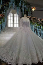 Load image into Gallery viewer, 2024 Scoop Neckline Marvelous Wedding Dresses Lace Up With Rhinestones Royal Train