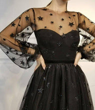 Load image into Gallery viewer, Cute Long Sleeve Tulle Above Knee Homecoming Dresses with Stars Short Dresses RS780