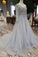 Unique Long Sleeve Tulle Sequins Prom Dresses with Lace up V Neck Evening Dresses RS796