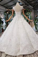 Load image into Gallery viewer, New Arrival Wedding Dresses Cap Sleeves High Neck Ball Gown With Appliques RS794