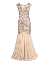 Load image into Gallery viewer, Navy Blue Sequin Gatsby Maxi Long Evening Prom Dresses RS203