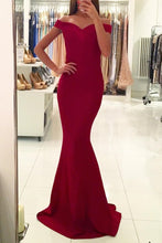 Load image into Gallery viewer, 2024 Off The Shoulder Mermaid Satin Evening Dresses Sweep Train