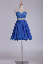 Load image into Gallery viewer, 2024 Chiffon Short/Mini Sweetheart With Applique A Line Homecoming Dresses