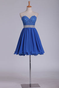2024 Chiffon Short/Mini Sweetheart With Applique A Line Homecoming Dresses