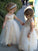 Cute Glitter A Line Gold Sequins Tulle Flower Girl Dresses, Little Girl Dresses SRS15573