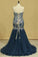 2023 Strapless Mermaid Prom Dresses Tulle & Lace With Rhinestones And Beads Plus Size