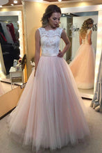 Load image into Gallery viewer, 2024 Scoop Tulle With Applique And Sash A Line Lace Up Wedding Dresses