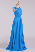 Load image into Gallery viewer, 2024 Prom Dresses Scoop A Line Chiffon Beaded Floor Length