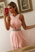 Load image into Gallery viewer, 2023 Sheath Chiffon V Neck Prom Dresses With Beads And PEB9X2EA