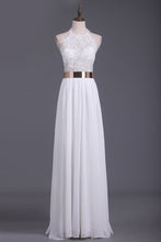 Load image into Gallery viewer, 2024 Halter Chiffon With Applique And Slit A Line Prom Dresses