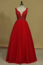 Load image into Gallery viewer, 2024 Ball Gown Straps Beaded Bodice Prom Dresses Floor Length Tulle