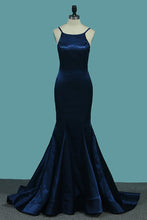 Load image into Gallery viewer, 2023 Mermaid Evening Dresses Spaghetti Straps Elastic Satin Sweep Train