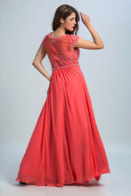 Load image into Gallery viewer, 2024 Prom Dresses Scoop A Line Chiffon With Beading Cap Sleeves