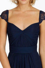 Load image into Gallery viewer, Newest Navy Blue Chiffon Lace Long Prom Dresses Bridesmaid Dresses
