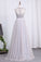 2023 Prom Dresses Scoop A Line Tulle & Lace With Sash And Beads Bodice