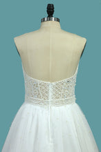 Load image into Gallery viewer, 2024 Sweetheart Wedding Dresses A Line Tulle With Beads Sweep Train
