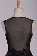 Load image into Gallery viewer, 2024 Homecoming Dresses A Line Scoop Black Lace With Beads &amp; Applique