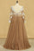 2024 Plus Size Long Sleeves V-Neck A-Line Prom Gown Tulle With Sash & Applique