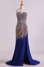 Load image into Gallery viewer, 2024 New Arrival Chiffon Prom Dresses Sheath/Column With Beading Court Train