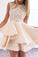 2023 Scoop Homecoming Dresses A Line Satin & Lace Short/Mini