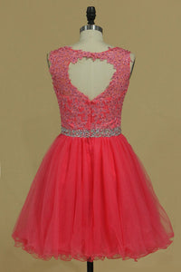 2024 Scoop Homecoming Dresses A Line Tulle With Applique & Beads