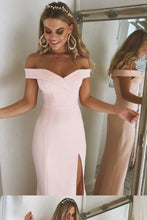 Load image into Gallery viewer, Off The Shoulder Pink Long Prom Dresses Evening Dresses Party Dresses