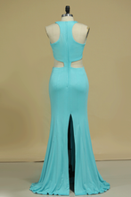 Load image into Gallery viewer, 2024 V Neck Prom Dresses Mermaid With Slit Floor Length Spandex