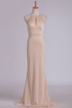 Load image into Gallery viewer, 2024 Evening Dresses Sheath Scoop Spandex With Beading Sweep Train