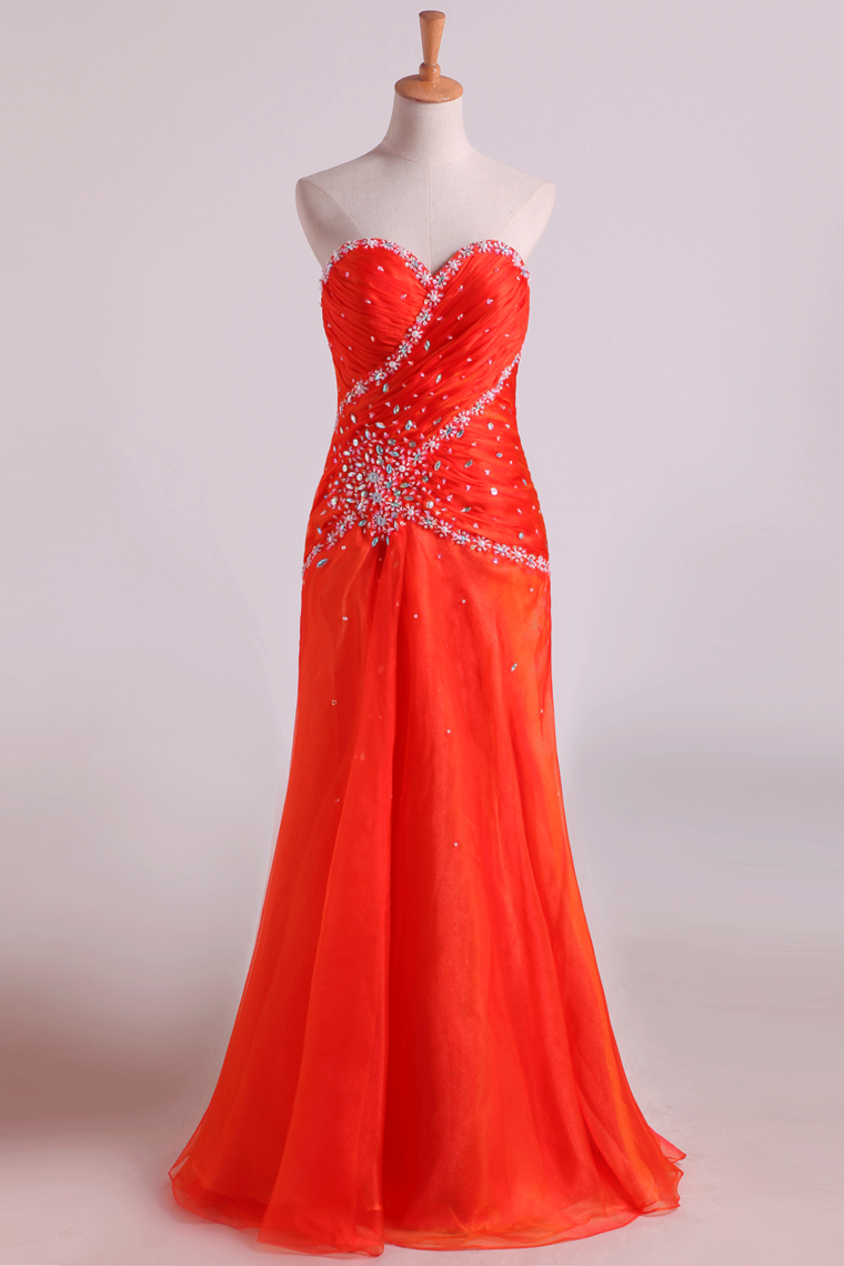 2024 Sweetheart A Line Chiffon Evening Dresses With Beading