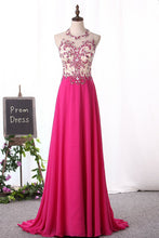 Load image into Gallery viewer, 2024 Halter Prom Dresses A Line Chiffon Beaded Bodice Sweep/Brush Train