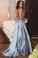 Load image into Gallery viewer, Charming Elegant Spaghetti Straps Light Blue Beading Long Prom Dresses Evening Dresses