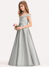 Load image into Gallery viewer, Floor-Length Off-the-Shoulder Junior Bridesmaid Dresses Satin Hadley Ball-Gown/Princess