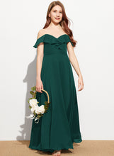 Load image into Gallery viewer, Floor-Length Cascading Off-the-Shoulder Ruffles With Averi Junior Bridesmaid Dresses Chiffon A-Line