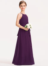 Load image into Gallery viewer, Junior Bridesmaid Dresses Scoop Cascading Ruffles Neck Ayla A-Line With Floor-Length Chiffon Bow(s)