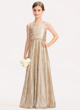 Load image into Gallery viewer, Janet A-Line Junior Bridesmaid Dresses Sequined Neck Floor-Length Scoop