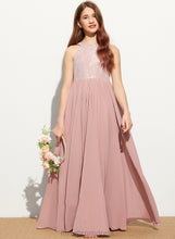 Load image into Gallery viewer, Floor-Length Lace With Scoop Sequins Junior Bridesmaid Dresses Neck A-Line Lilia Chiffon