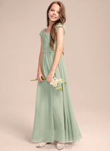 Load image into Gallery viewer, Chiffon Bow(s) Scoop With A-Line Floor-Length Ruffle Neck Journey Junior Bridesmaid Dresses
