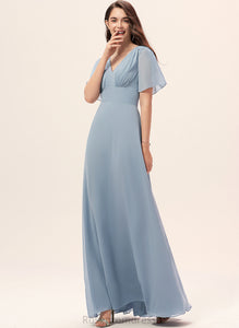 Silhouette V-neck Straps A-Line Fabric Neckline Floor-Length Length Katherine Floor Length A-Line/Princess Sleeveless Bridesmaid Dresses