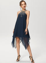 Load image into Gallery viewer, Chiffon Cocktail Neck Dress A-Line Asymmetrical Cocktail Dresses Scoop Taniya With Beading