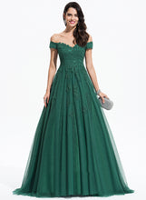 Load image into Gallery viewer, Tulle Sweep Train Janessa Prom Dresses Ball-Gown/Princess V-neck
