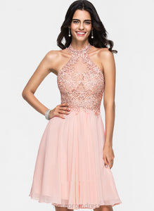 Lace Beading With Janae Dress Chiffon Knee-Length A-Line Homecoming Dresses Homecoming Halter