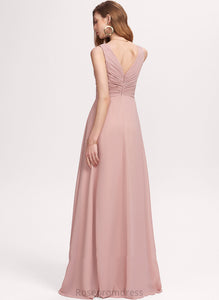 Silhouette V-neck Length Ruffle A-Line Floor-Length Embellishment Fabric Neckline Heidi V-Neck Natural Waist Bridesmaid Dresses