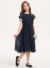 Load image into Gallery viewer, Junior Bridesmaid Dresses A-Line Knee-Length Neck Beading Heidy Chiffon With Scoop