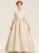 Load image into Gallery viewer, Araceli Lace Floor-Length Junior Bridesmaid Dresses Neck Ball-Gown/Princess Satin Scoop