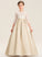 Araceli Lace Floor-Length Junior Bridesmaid Dresses Neck Ball-Gown/Princess Satin Scoop