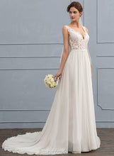 Load image into Gallery viewer, Court Chiffon A-Line Dress Train Wedding Dresses Wedding Lace V-neck Salome