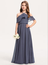 Load image into Gallery viewer, Chiffon Kayla Junior Bridesmaid Dresses With Floor-Length A-Line Ruffles Off-the-Shoulder Cascading